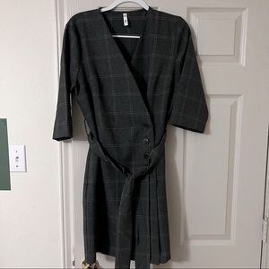 Charcoal pinstripe check Mango blazer style dress